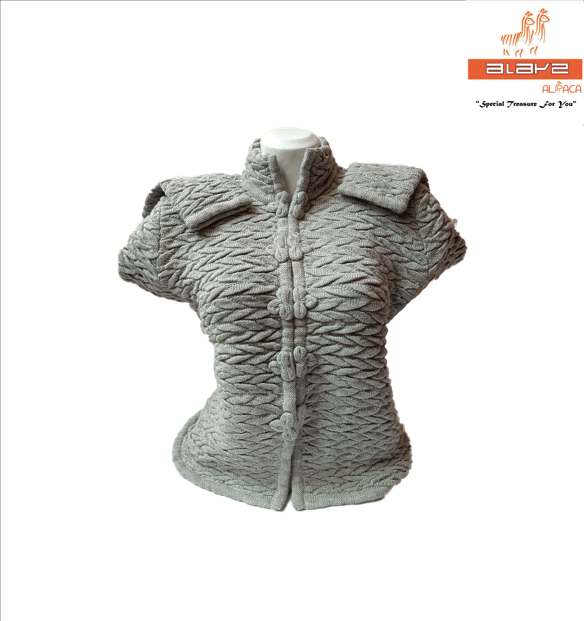 CARDIGAN CUELLO ALTO PARA DAMA TALLA STANDAR EN 100% BABY ALPACA