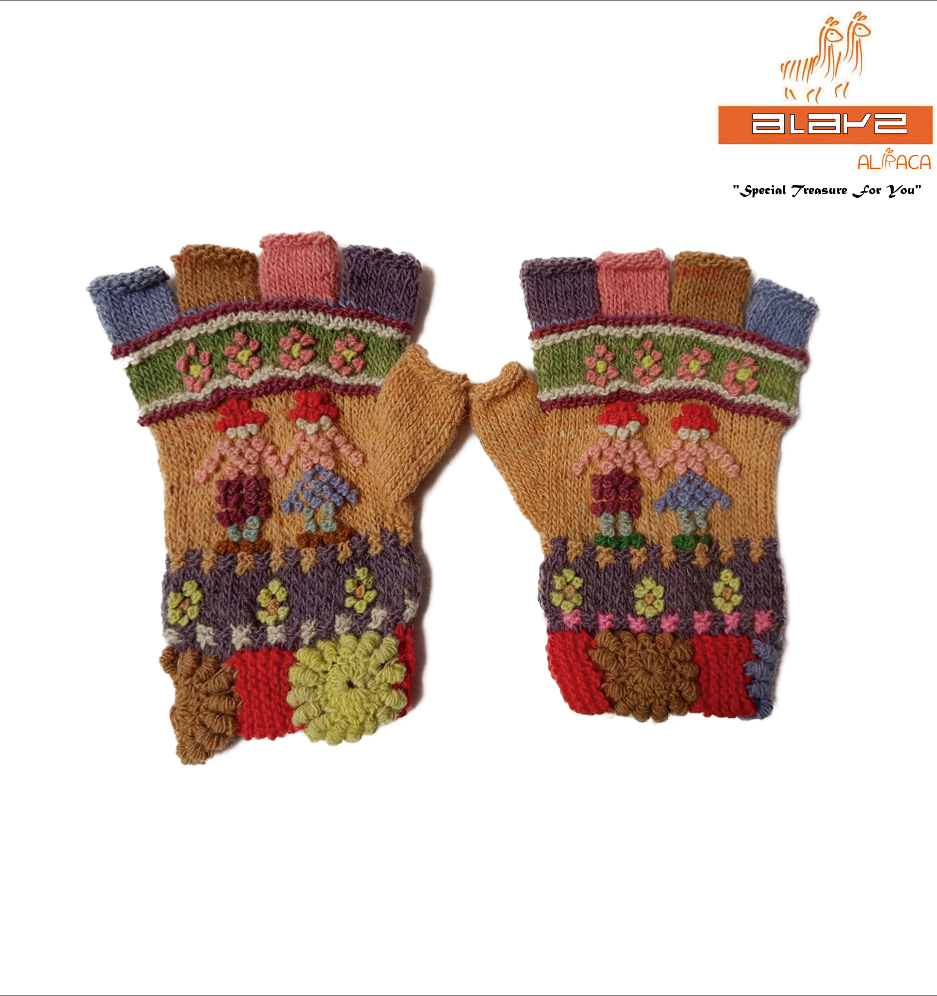 GUANTES MEDIO DEDO TEJIDO A MANO Y TEÑIDO NATURAL EN OVINO